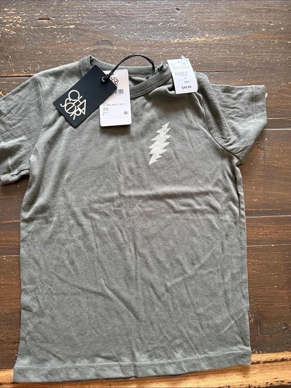 Chaser Olive Graphic Lightning Bolt Tee size 8 boys